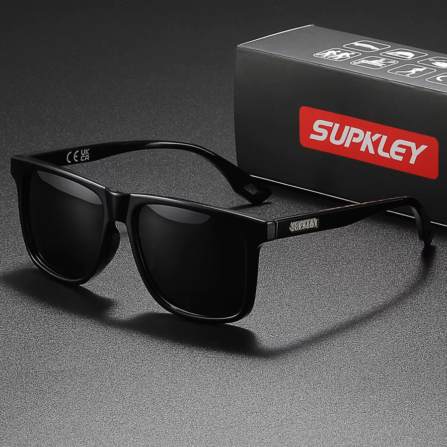 Supkley Sportsonnenbrille, Vollrand, Square, Kunststoff, Schwarz, Herren - Bild 4