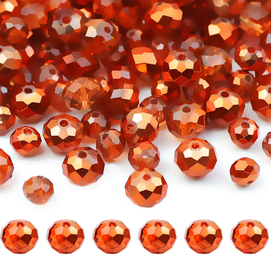Distanzperlen österreichisches Kristallglas, orange, rund, facettiert - Bild 3