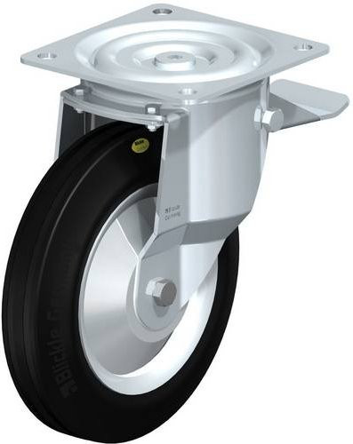 Blickle Lenkrolle 92874 L-RD 252R-ST-FA mit Feststeller in Schwarz und Silber, Rad-Durchmesser: 25 cm, Tragfähigkeit: 450 kg - Bild 1