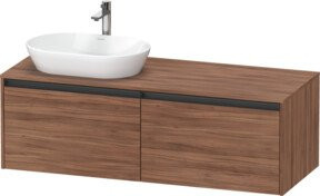Duravit Waschtischunterschrank Ketho.2 in Nussbaum Natur, Wandhängend mit 2 Auszügen, Breite: 140 cm, Tiefe: 55 cm, Höhe: 55 cm - Bild 1