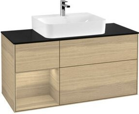 V&B Waschtischunterschrank Finion mit Wandbeleuchtung in Eichenoptik, Breite: 120 cm, Tiefe: 50,1 cm, Höhe: 50,1 cm - Bild 1
