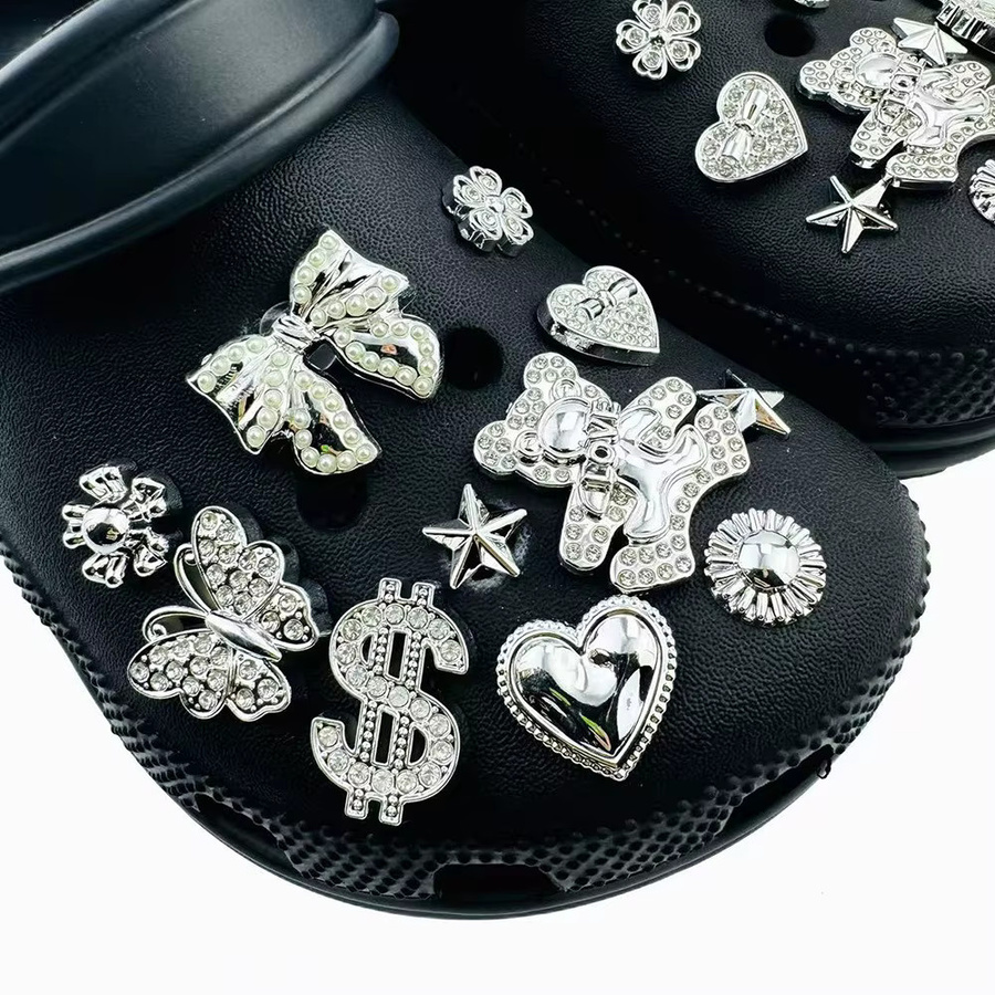 FHLDING Charms-Set, 22-teilig, Silber, Diamant, Bär, Schmetterling, Nieten, Unisex - Bild 2