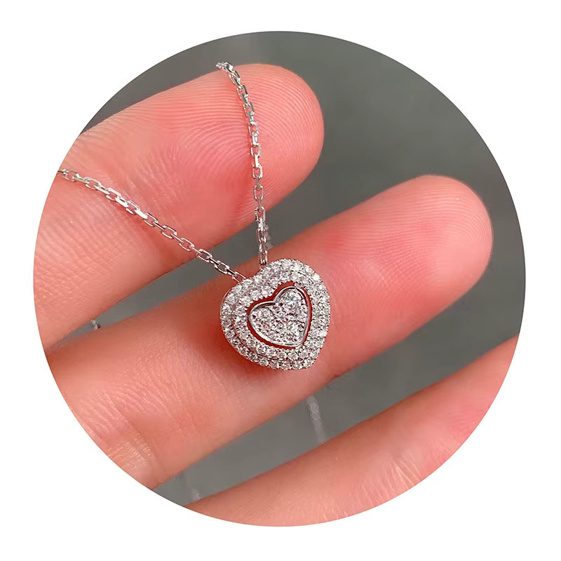 Huitan Exquisite Halskette, Herz, Silber, Zirkonia, Damen - Bild 2
