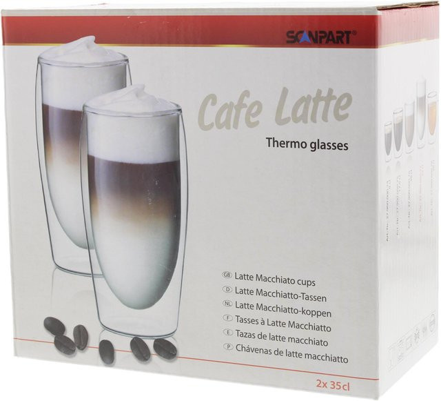 Thermo Lattemacchiatoglas Tumbler aus transparentem Glas, spülmaschinenfest - Bild 1