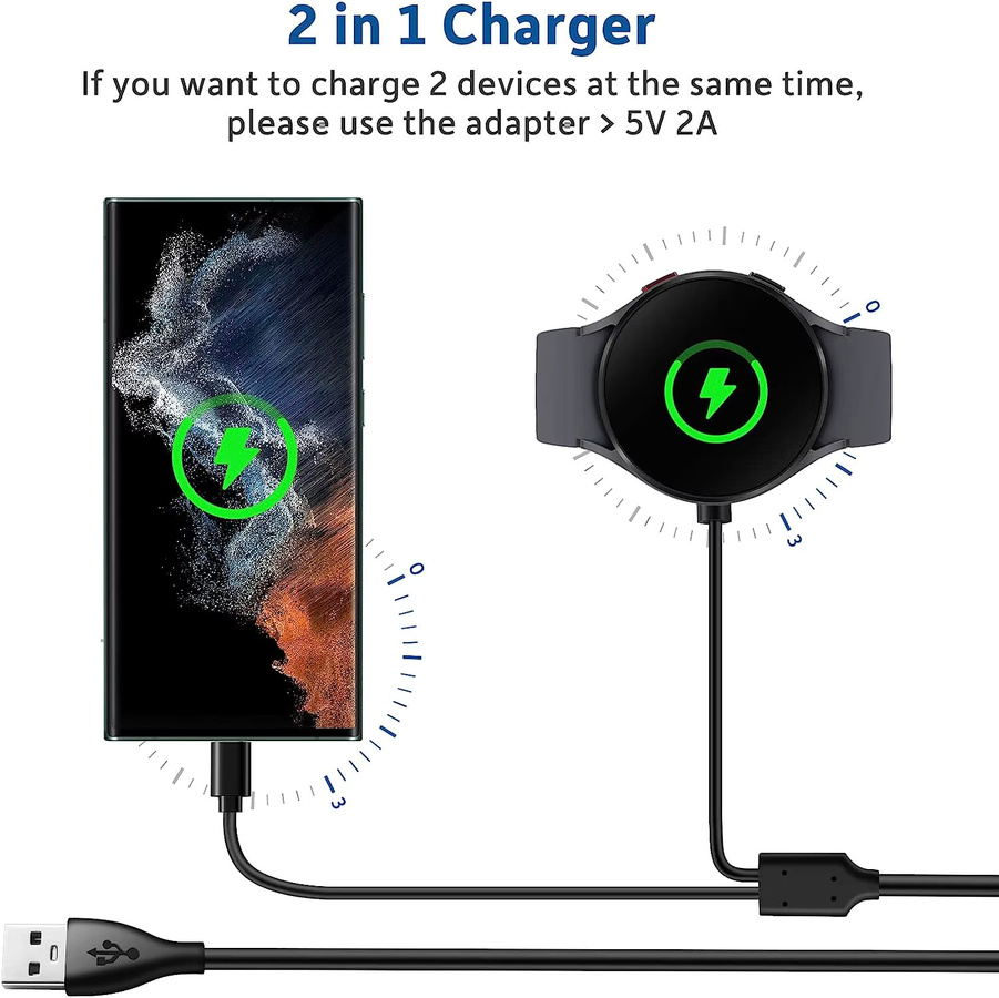 Samsung USB-C Ladegerät für Galaxy Watch 8/7/6/5/5 Pro/4 Classic und Smartphones, Ersatz-Ladekabel in Schwarz - Bild 3