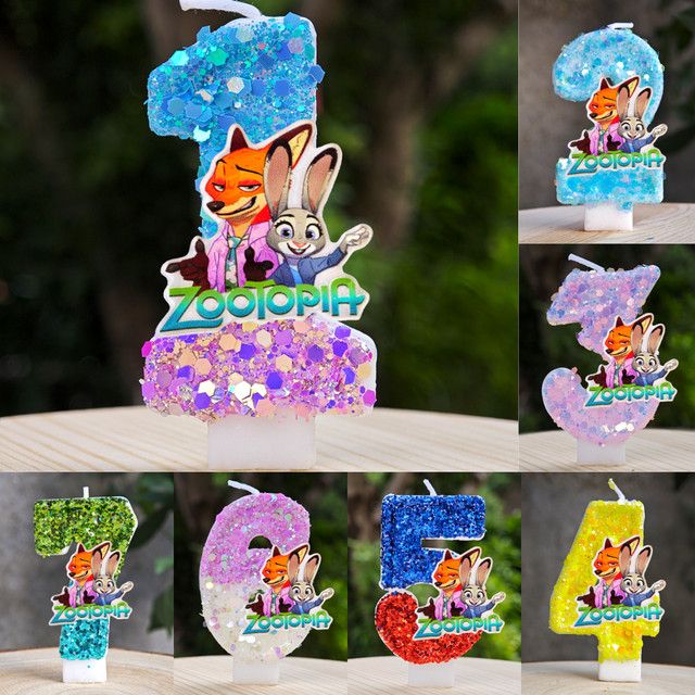 Disney Zootopia Geburtstag Kerzen Set Zahlen 0-9 Multicolor für Kinder Party Dekoration - Bild 1