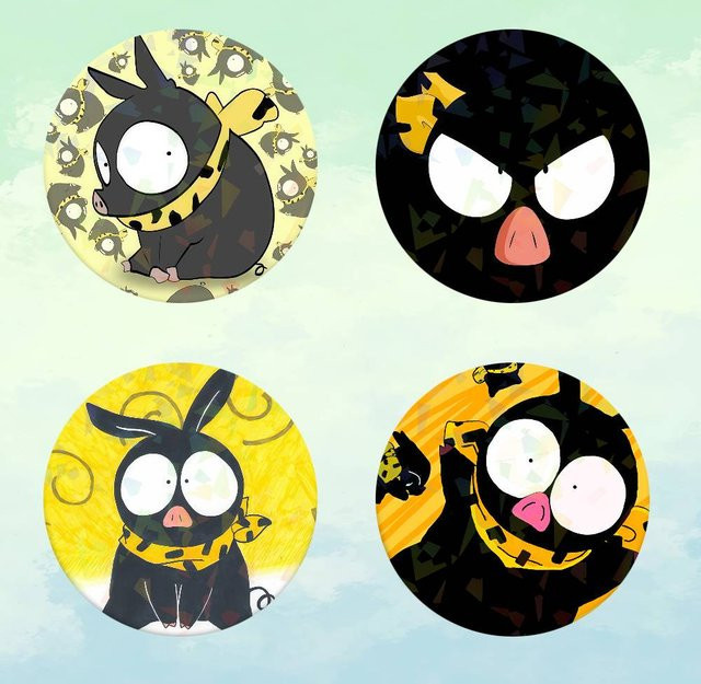 Brosche Kawaii R-Ranma P Chan Ryoga Pig, Bunt - Bild 1