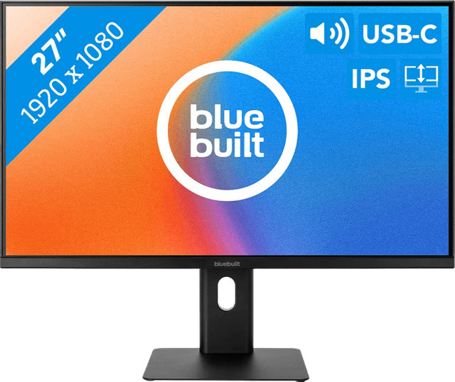 BlueBuilt 27 Zoll Full-HD-Monitor mit IPS-Panel und USB-C in Schwarz - Bild 1