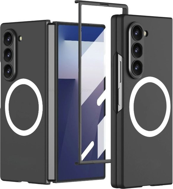 Robuste magnetische kabellose PC-Hülle für Samsung Galaxy Z Fold 7, 6, 5 in Schwarz mit HD-Folie und stoßfestem Schutz - Bild 1