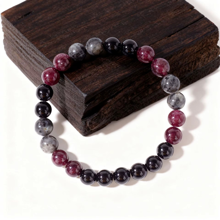 DAIPAN Armband, Granat, Perle, Schwarz, Unisex - Bild 2