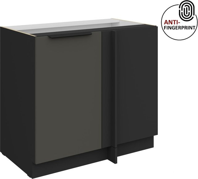 Küchen Eckschrank ARIA in Graphite matt mit Anti Fingerprint Effekt, Breite: 105 cm - Bild 1