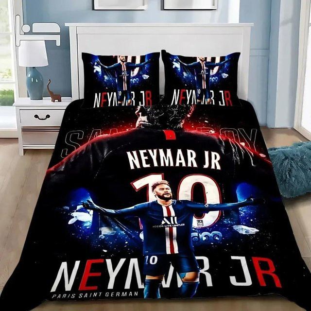 Somelli Fußballstar Bettwäsche-Set mit Neymar Motiv, Mikrofaser-Polyester, Mehrfarbig, B/H: 135 x 200 cm - Bild 1