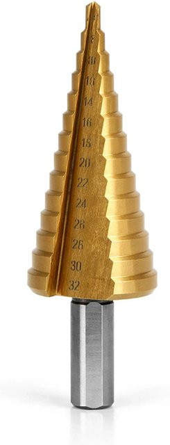 Wiltec HSS Stufenbohrer Titanbeschichtet für Metall, Kegelbohrer Konusbohrer in Gold und Silber - Bild 1