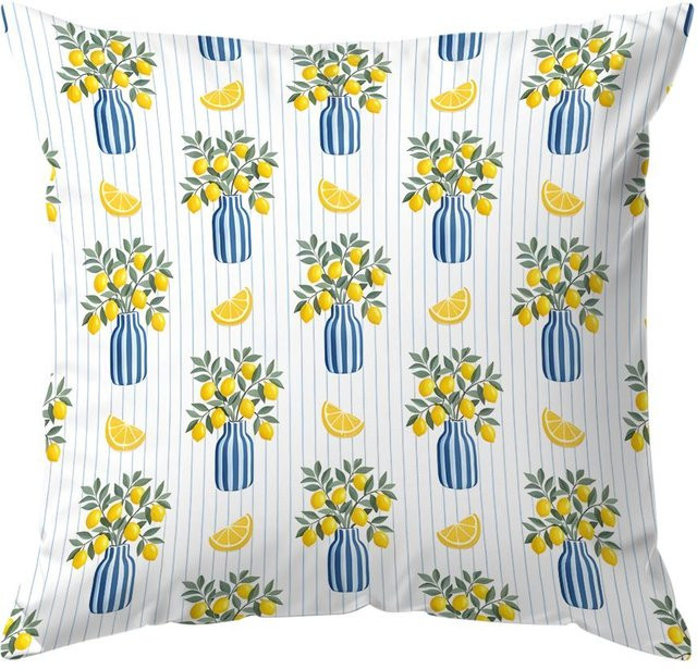Dekokissen mit Zitrone-Muster von JMG Clothing, weiß, B/T/H: 45 x 45 x 45 cm - Bild 1