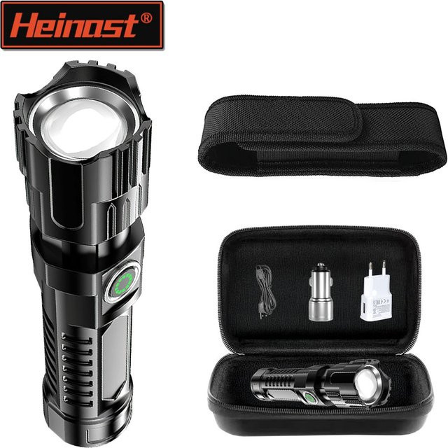 Heinast LED Taschenlampe mit Teleskop-Zoom und USB-Wiederaufladung für Camping und Notfälle - Bild 1