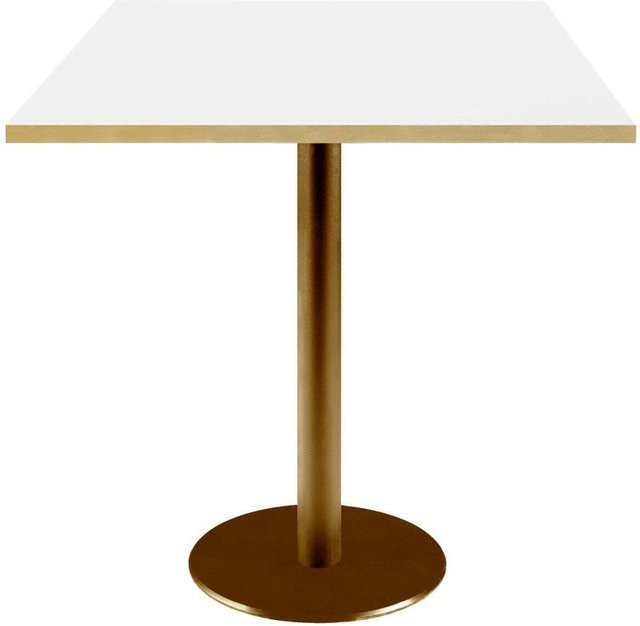 RestooTab Tisch Rome quadratisch mit weißer Platte und goldmetallic Gestell, B/T/H: 70 x 70 x 75 cm - Bild 1