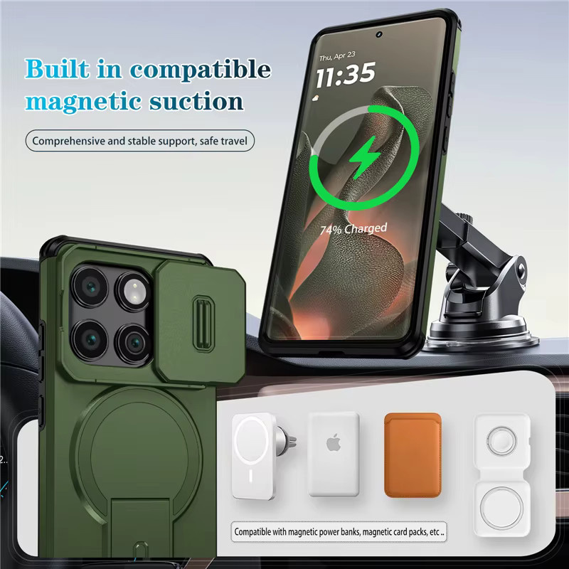 Armor Magnetic Wireless Charge Case für Motorola Moto G Play Stylus Power Edge 2024 2025 stoßfeste Halterungsabdeckung in Purple oder Green - Bild 4