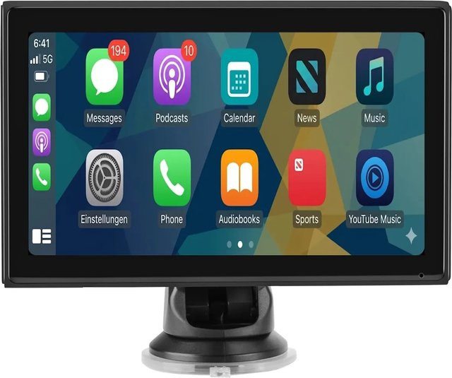 Junsun Carplay Display mit GPS, 7 Zoll, Schwarz, 1DIN und 2DIN kompatibel - Bild 1