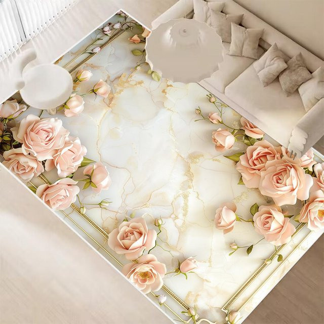 Karpetti Moderner 3D Floral Teppich aus Flanell, Rutschfest und Waschbar, Mehrfarbig, B/T: 120 x 80 cm - Bild 1