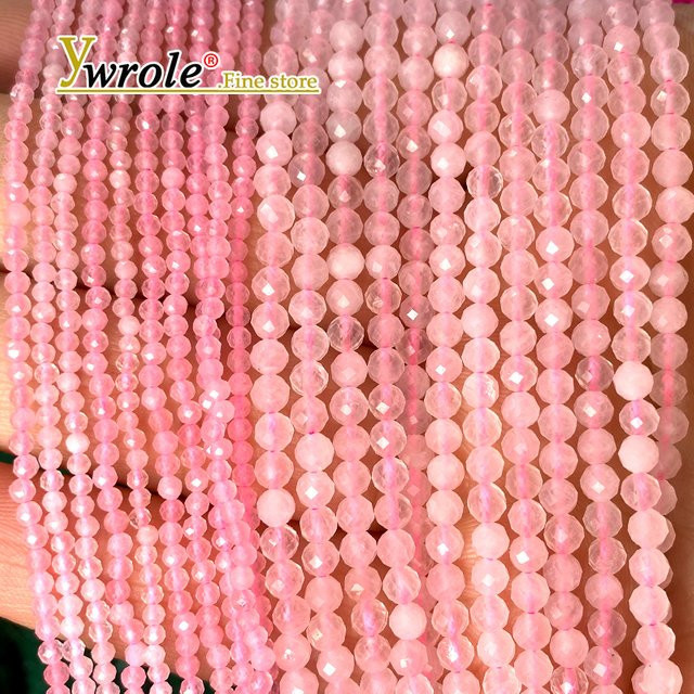 YWROLE Spacer Perlen Rosenquarz, facettiert, 2/3/4 mm, Unisex - Bild 1