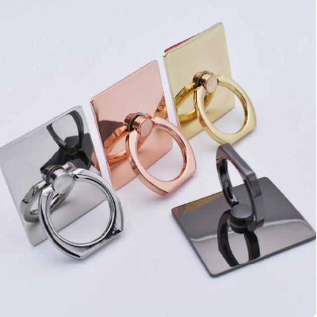 JXSFLYE Quadratische Handy-Ringhalterung aus galvanisiertem Vollmetall in Silber und Multicolour - Bild 1