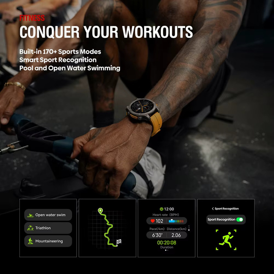 Zeblaze Stratos 4 GPS Smartwatch mit 1,43 Zoll AMOLED Display, Bluetooth Calling, Kompass, Höhenmesser und 5ATM Wasserdichtigkeit in Schwarz - Bild 3