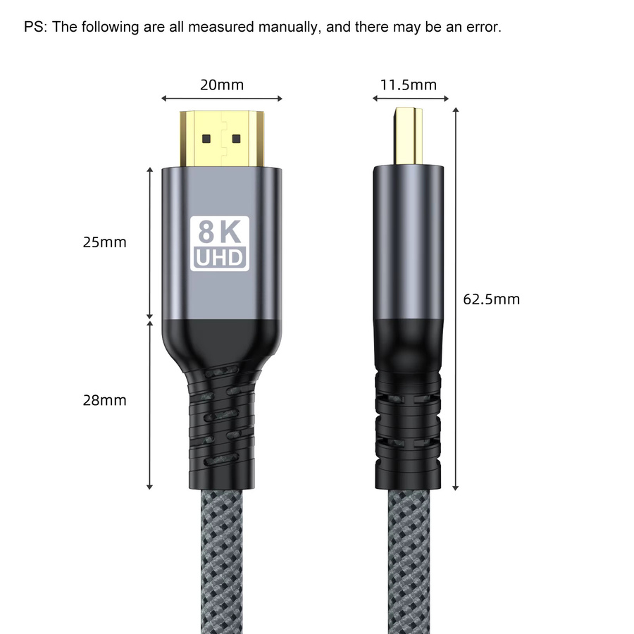 Nephy HDMI 2.1 Kabel 8K Ultra High Speed in Grau für PC, Laptop und HD TV mit 48Gbps, 8K@60Hz und 4K@120Hz, unterstützt eARC, ARC und HDR - Bild 5