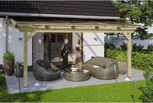 SKANHOLZ Terrassenüberdachung Ancona aus Holz mit Polycarbonat Dach in Braun, B/T/H: 541 x 350 x 282 cm - Bild 1