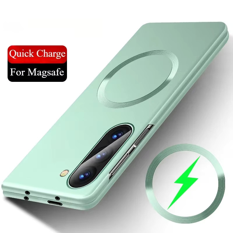 MagSafe Schutzhülle für Samsung Galaxy Z Fold 7, 6, 5, 4, 3 5G in Silber mit magnetischer kabelloser Aufladung und rutschfester Rückseite - Bild 4