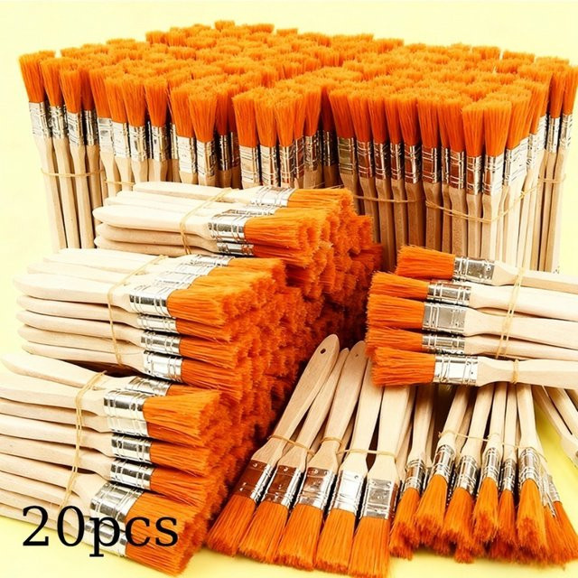 20er Set Nylon Pinsel für Malarbeiten und Reinigungsarbeiten mit Holzgriff - Bild 1