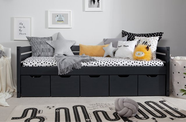 TiCAA Sofabett Naomi mit 5 Schubkästen für Teenager, Breite: 90 cm, Länge: 200 cm - Bild 1