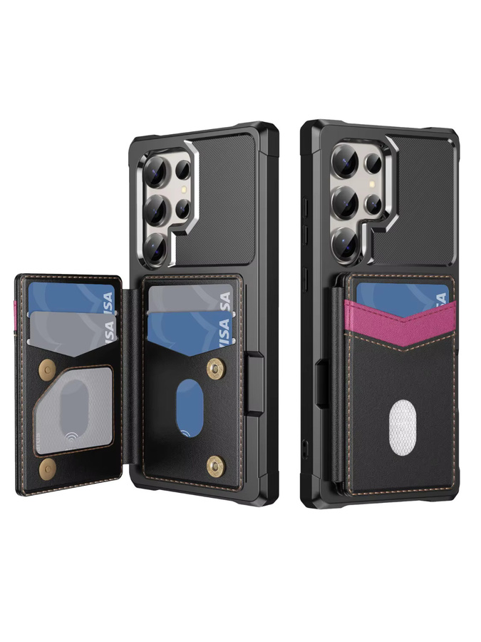 Stoßfeste Handyhülle mit Flip-Kartenhalter für Samsung Galaxy S25 Edge S24 FE S23 S22 Ultra Plus A17 A56 A55 A36 A16 A15 in Schwarz und Blau - Bild 6