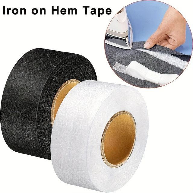 2 Rollen doppelseitiges Interlining Klebeband in Schwarz und Weiß für Kleidung und DIY-Nähtechnik - Bild 1