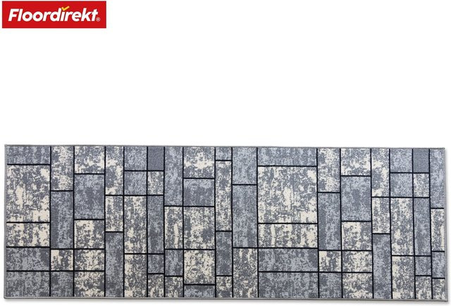 Floordirekt Teppich-Läufer Mannheim Grau mit geometrischem Muster aus Polypropylen - Bild 1