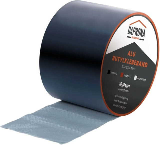 Daprona Butylband Dichtband Reparaturband wasserdicht Schwarz mit Alu-Beschichtung Breite: 100 mm, Länge: 10 m - Bild 1