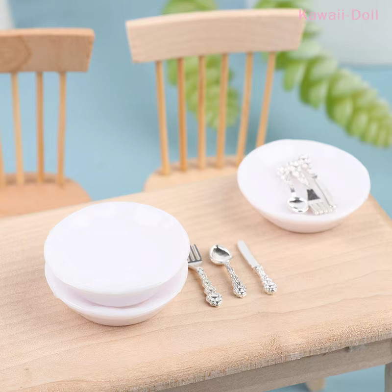 DIAPER&CORED Puppenhaus Miniatur Teller Messer Gabel Löffel Set, 4-teiliges Set - Bild 1