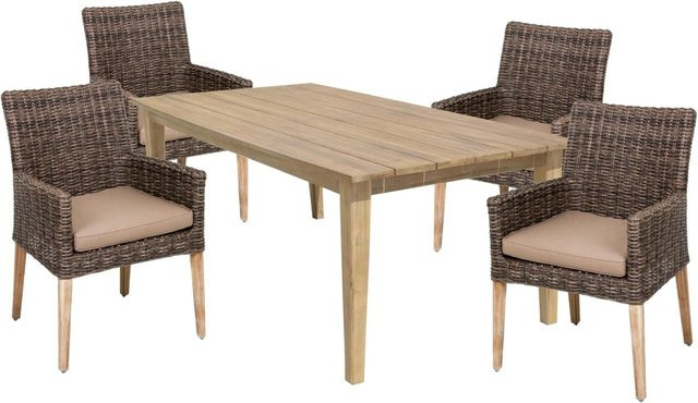 DELUKE Garten-Sitzgruppe LUGANO aus Akazie in Dunkelbraun mit rechteckigem Tisch und Stühlen - Bild 1