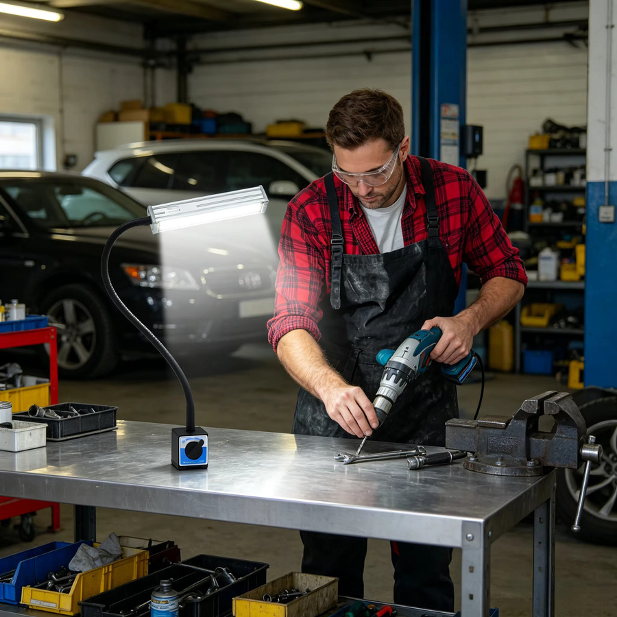 Magnetisches LED-Arbeitslicht mit 60 LEDs und flexiblem Schwanenhals in Schwarz für die Industriebeleuchtung und Werkzeugmaschinen - Bild 3