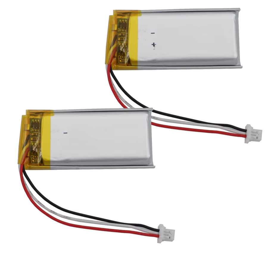 XINJ Li-Polymer Akku Set mit NTC Thermistor, 2 Stück, 3,7 V 450mAh 1,66 Wh, JST 3Pin 1,0mm Stecker, Silber - Bild 1