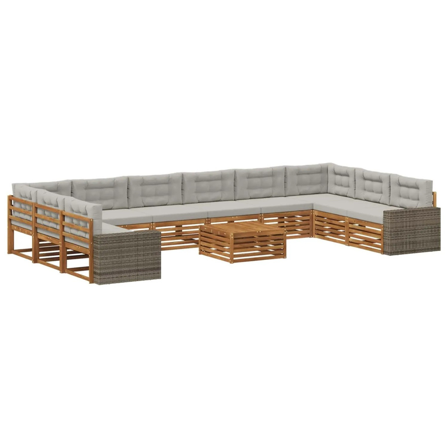 vidaXL Sofagarnitur aus Massivholz Akazie mit 11 Kissen im Latten-Design - Bild 2