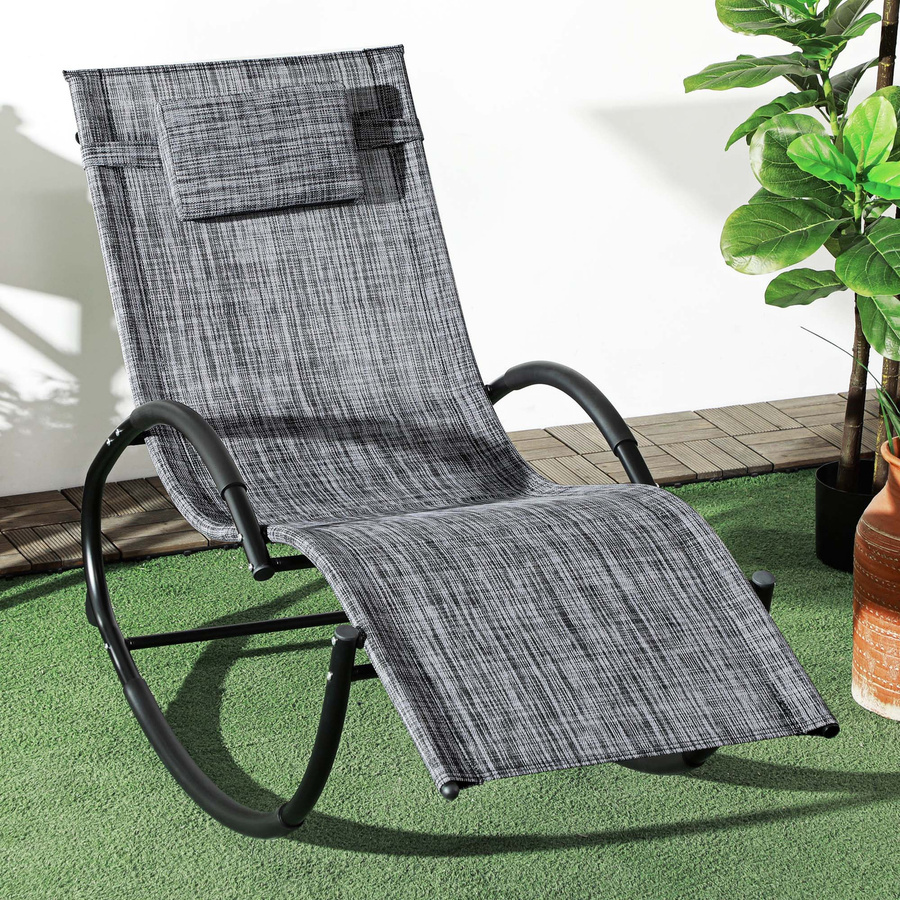 Outsunny Schaukelliege mit Kopfkissen und Armlehnen aus Textilene in Grau, B/T/H: 155 x 61 x 88 cm - Bild 2