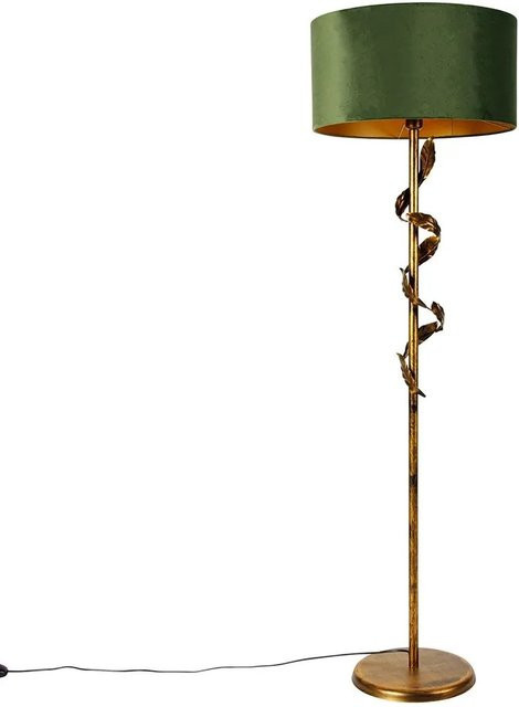 QAZQA Vintage Stehlampe in Antik Gold mit grünem Stoffschirm, dimmbar, E27 - Bild 1