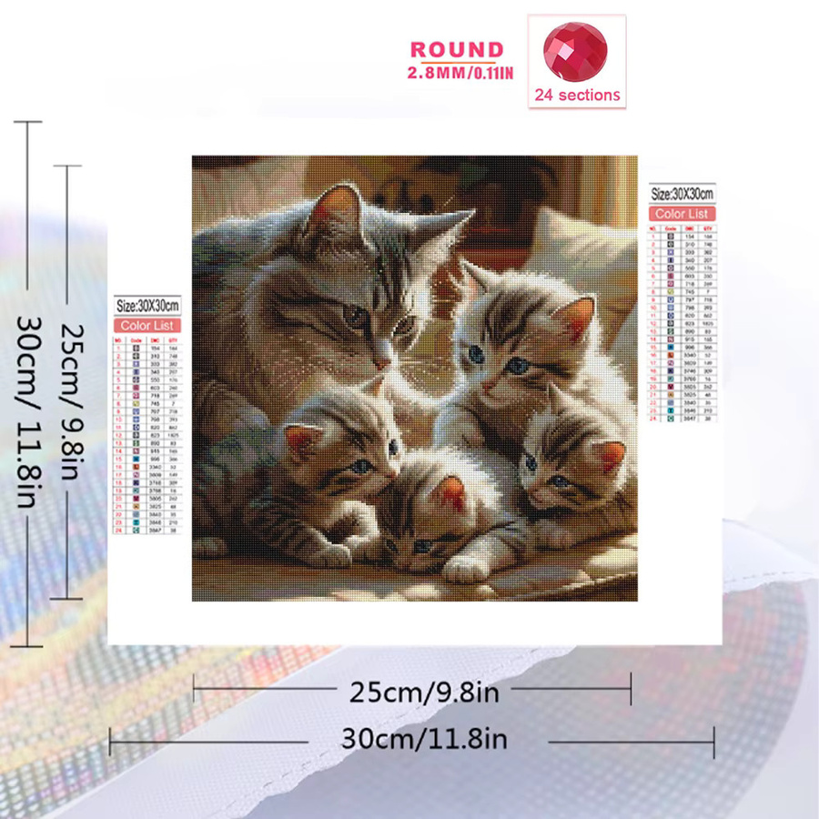 Momoart DIY Diamant-Mosaik, Katze, Tiere, Acryl - Bild 2