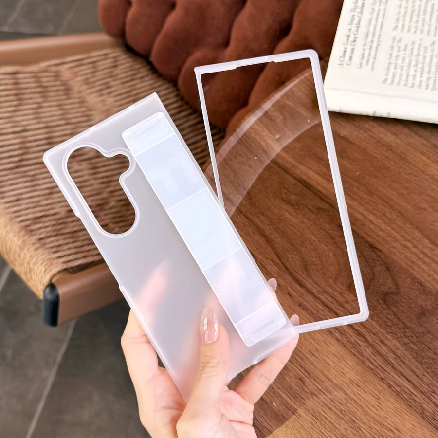 Loobival Silikon-Schutzhülle mit elastischem Armband für Samsung Galaxy Z Fold 7 6 5 4 3, Transparent, Stoßfeste Standhülle - Bild 3