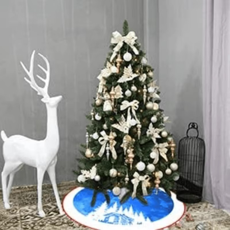 VIKAMA Weihnachtsbaumrock in Blau und Weiß für die Weihnachtsdekoration im Innen- und Außenbereich - Bild 2