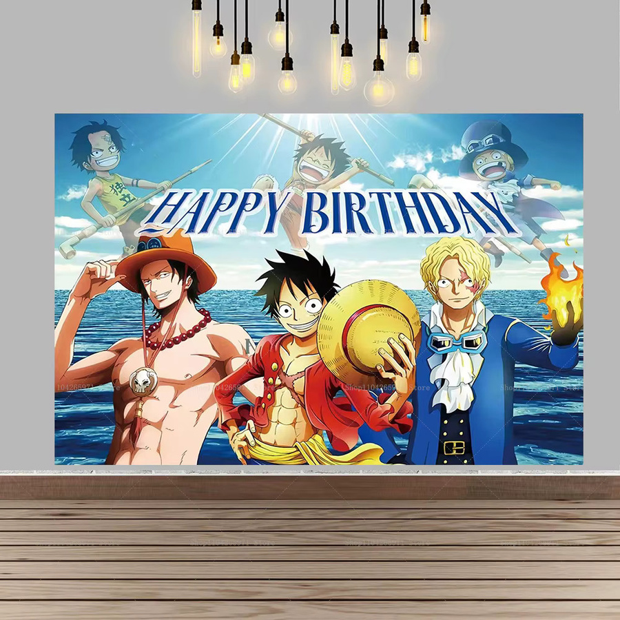 One Piece Luffy Anime Wandbanner für Kindergeburtstage und Fotografie als Dekoration in Mehrfarbig - Bild 1