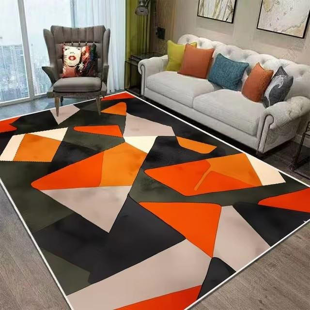 Karpetti Teppich in Orange mit geometrischem nordischem Design, rutschfest und weich, B/T: 60 x 40 cm - Bild 1