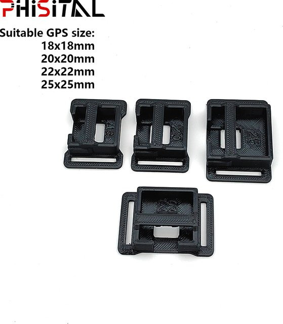 PHISITAL GPS-Modulhalterung aus TPU in Schwarz zur Befestigung am Akku für RC FPV-Drohnen - Bild 1