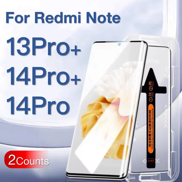 2 Stück Xiaomi Redmi Note 14 13 Pro Plus Panzerglas Set, 9H gehärtetes Glas mit HD-Folie und vollständiger Abdeckung, transparent - Bild 1