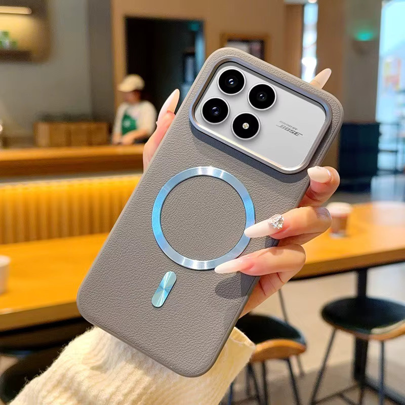 Vegane Leder-Handyhülle mit Magnetverschluss und Metall-Linsenschutz für Xiaomi Poco F8 Ultra Pro und Redmi K90 Pro Max in Grau - Bild 4